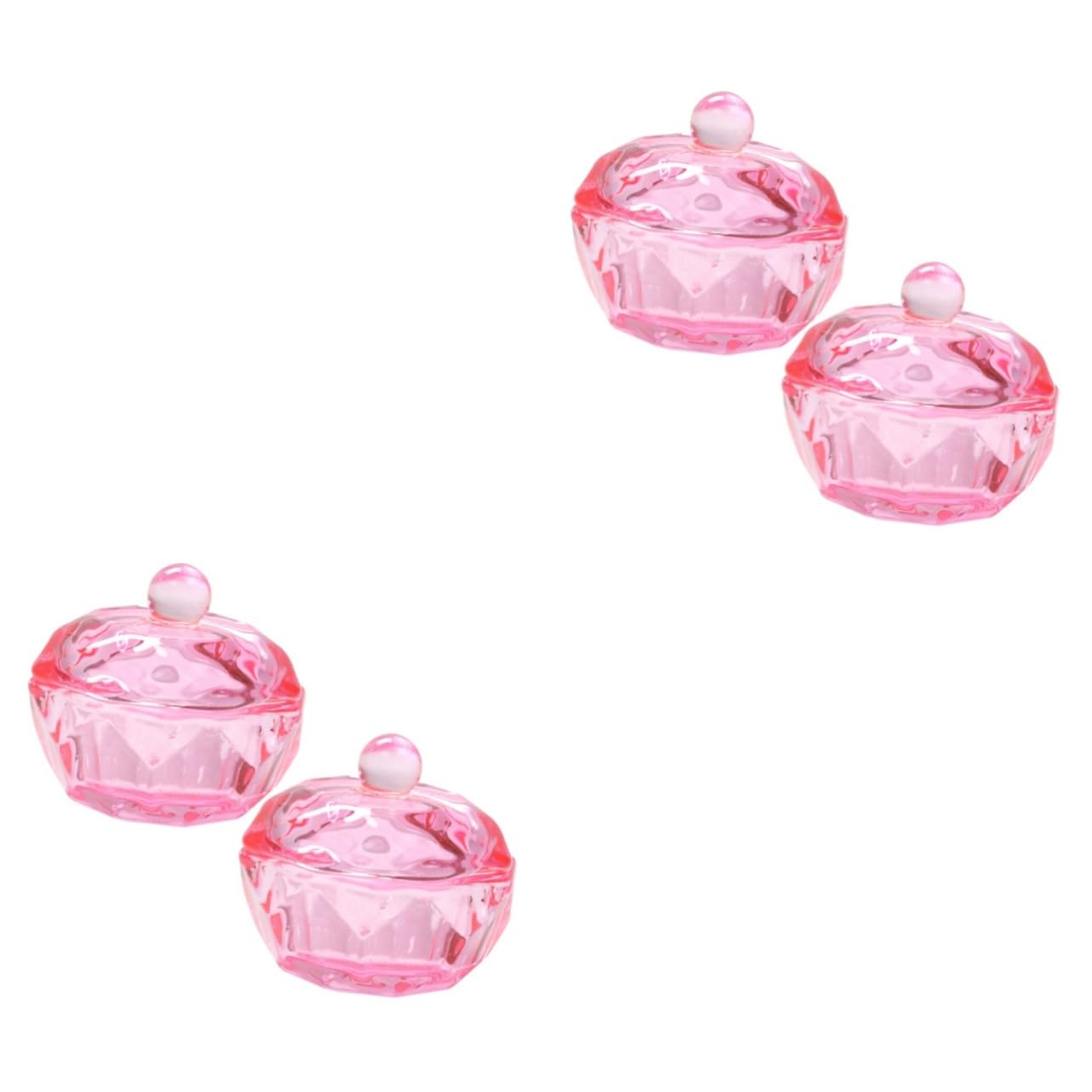 SOESFOUFU 2sets Nail Art Dish Glass Dappen Bowl Lid for Acrylic Nails Supplies 2pcs*2