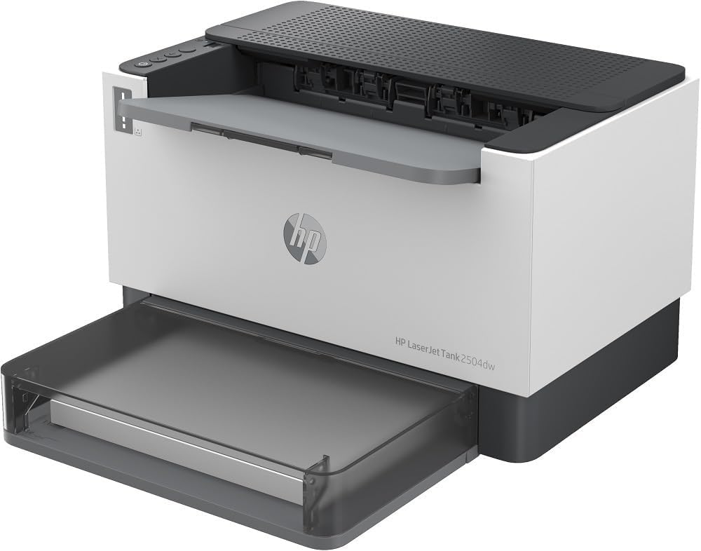 HP LaserTank 2504dw, 2R7F4A, Impresora Monocromo con Tóner Integrado de Recarga Rápida, Doble Cara Automática, 22 ppm, hasta 5000 Páginas, Wi‑Fi, USB, LCD, Blanca