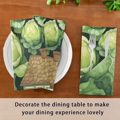 Servilletas reutilizables cuadradas de poliéster verde set x4 miniatura 7