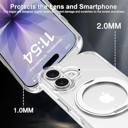 Image of Enflamo Hard Clear Rotaing Stand Shockproof Transpareant Magnatic Case Cover for iPhone 17 | Ultra Hybrid Camera Bump Protection