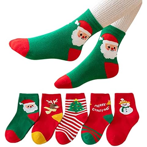 Looching 5 Pack Baby Christmas Socks Kids Cute Xmas Sock Christmas Gift Funny Toddler Boy Girl Children's Socks 1-3T Cover
