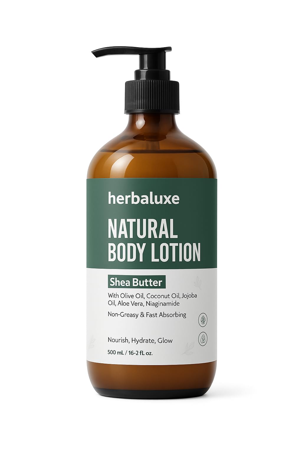 Herbaluxe Natural Body Care Cream 500ml - Organic Aloe Vera, Coconut Oil & Shea Butter Moisturising Lotion with Vitamin E