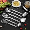 Gymdin 6-Piece Kitchen Cooking Utensils Set, Stainless Steel Kitchen Utensils with Suspendable Handle, Spatula, Slotted Turner, Soup Ladle, Slotted Spoon, Whisk, Pasta Server, Dishwasher Safe #3