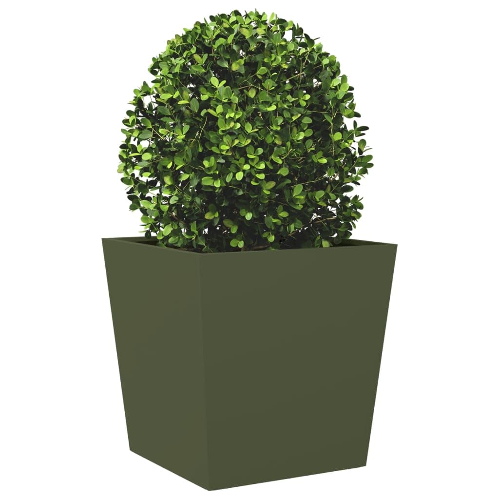 Générique Sadzarka na kwiaty stal oliwkowa 50x50x50 cm | Wytrzymała i odporna na rdzę, bez otworów drenażowych, idealna na balkon i patio, chroni przed chwastami