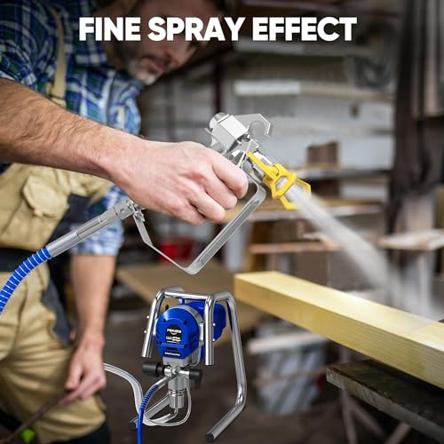 Image of 1200W Airless Paint Sprayer, 3300PSI High Efficiency Electric Paint Sprayer with Extension Rod, Thinning-Free Stand Airless Sprayer for Home Exterior and Interior, Garage, Deck, Furniture