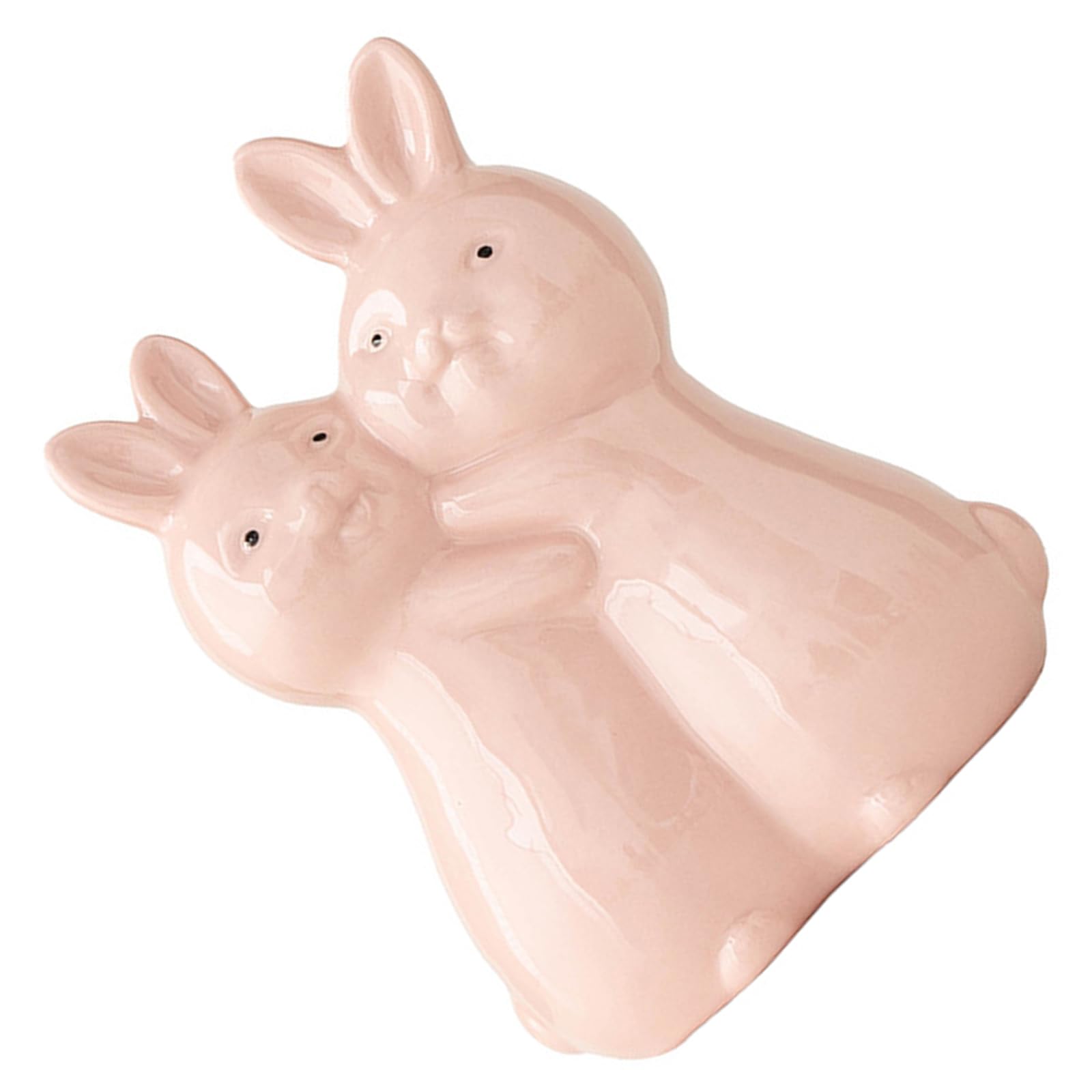 Tsophreniq Ceramic Hugging Rabbits Figurine for Tabletop Decoration Fine Craftsmanship Ornament with Handcrafted Detail Easter Ceramic Rabbits