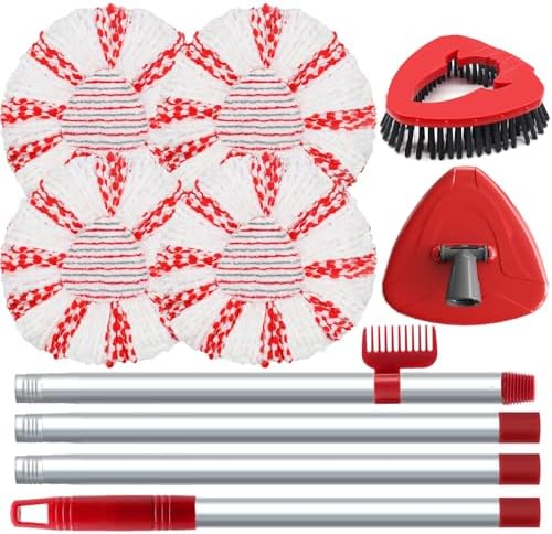 Vervanging Van De Spindweilkop - Spin Mop Head Base Handle Met Scrub Brush Compatibel Met Vileda Spin Mop En O Cedar Easywring Microfiber Mop Voor Vloerreiniging