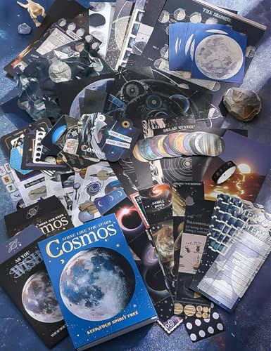 Image of GDNK Scrape Book Kit Scrapbooking Kit Vintage Journal Scrapbook Pack DIY Paper Stickers, Craft Kits Notebook, Collage Album Aesthetic Sticker Journaling Scrapbook Photo Album (Black Cosmos)