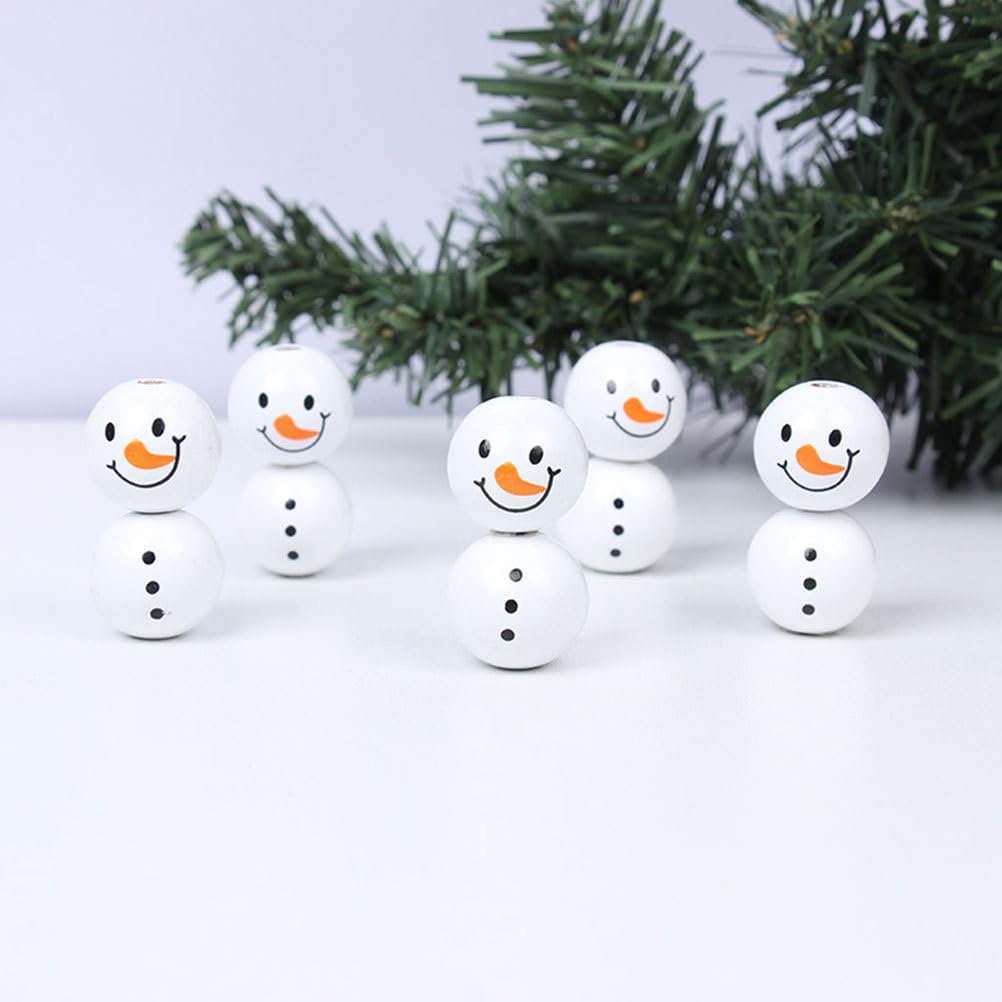NUOBESTY 1 Set Snowman Bead Snowman Hats for Craft Shaped Beads for Jewelry Making Christmas Spacer Beads Round Jewlery DIY Round Bead Ornament Clear Wood - Image 4