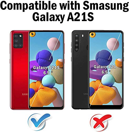 JACKPOT WIRELESS for Samsung Galaxy A21S Case, with Built in Screen Protector Holster Heavy Duty Military Grade Protective with Belt Clip and Kickstand Protective Phone Case Cover (Stripe Flag)