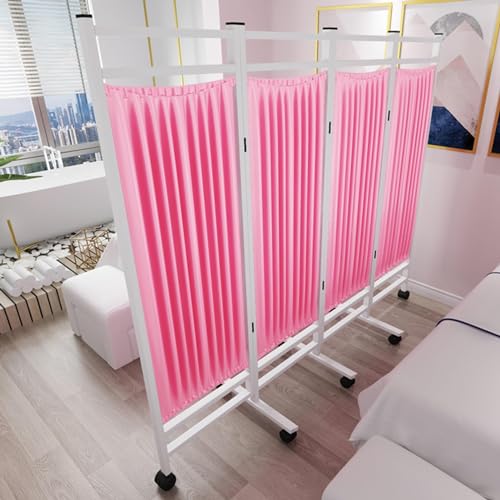 Cloison de pièce médicale rose pliable protégeant le patient - 2
