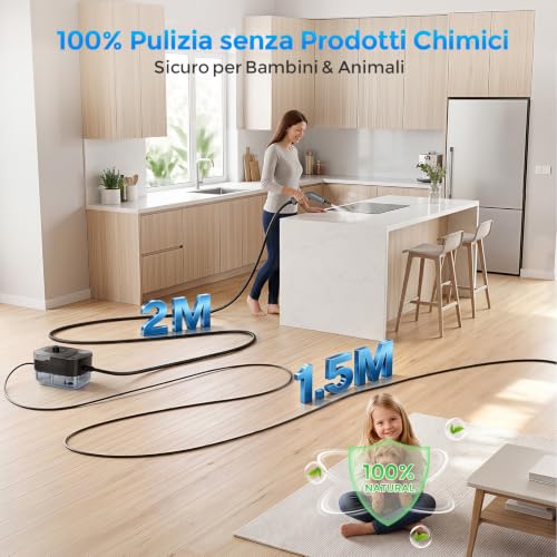 Pulitore a Vapore, Pulitore a Vapore Portatile, 1600ML Serbatoio, 4 Bar 6 Pulitore a Vapore, Pulitore a Vapore Portatile, 1600ML Serbatoio, 4 Bar - immagine 6