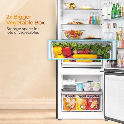 Image of Haier 445 L 1 Star Frost Free Triple Inverter Double Door Bottom Mount Refrigerator, Digital Touch Display & 2X Bigger Fresh Storage (HEB-451TSA-P, Inox Steel, 14 In 1 Convertible Modes, 2026 Model)