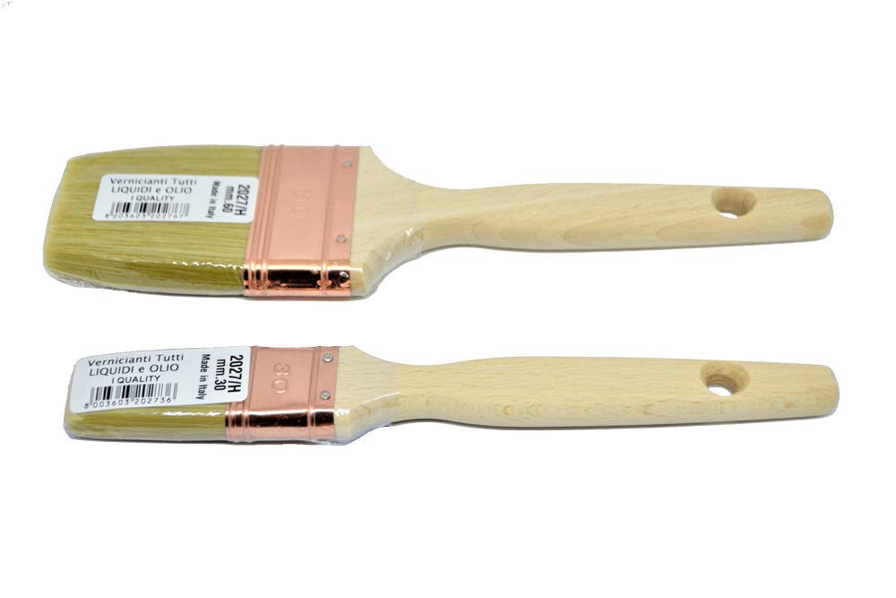 ZAMBOTTO VERNICI KIT carta e pennelli + Impregnante cerato all'acqua per legno interni ed esterni in varie colorazioni FORMATO 0,75 LITRI (207 - Teck)