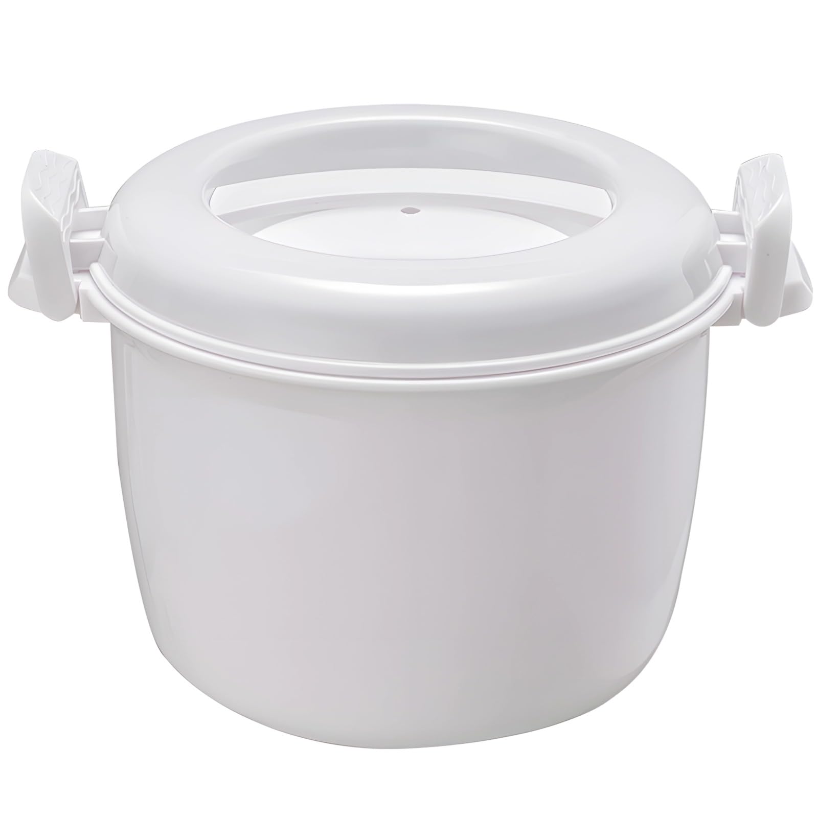 Pentole per microonde con coperchi, grande bianco, mini cuociriso da 3 tazze, coperchio ventilato di bloccaggio, vaporiera versatile per pasti veloci in famiglia