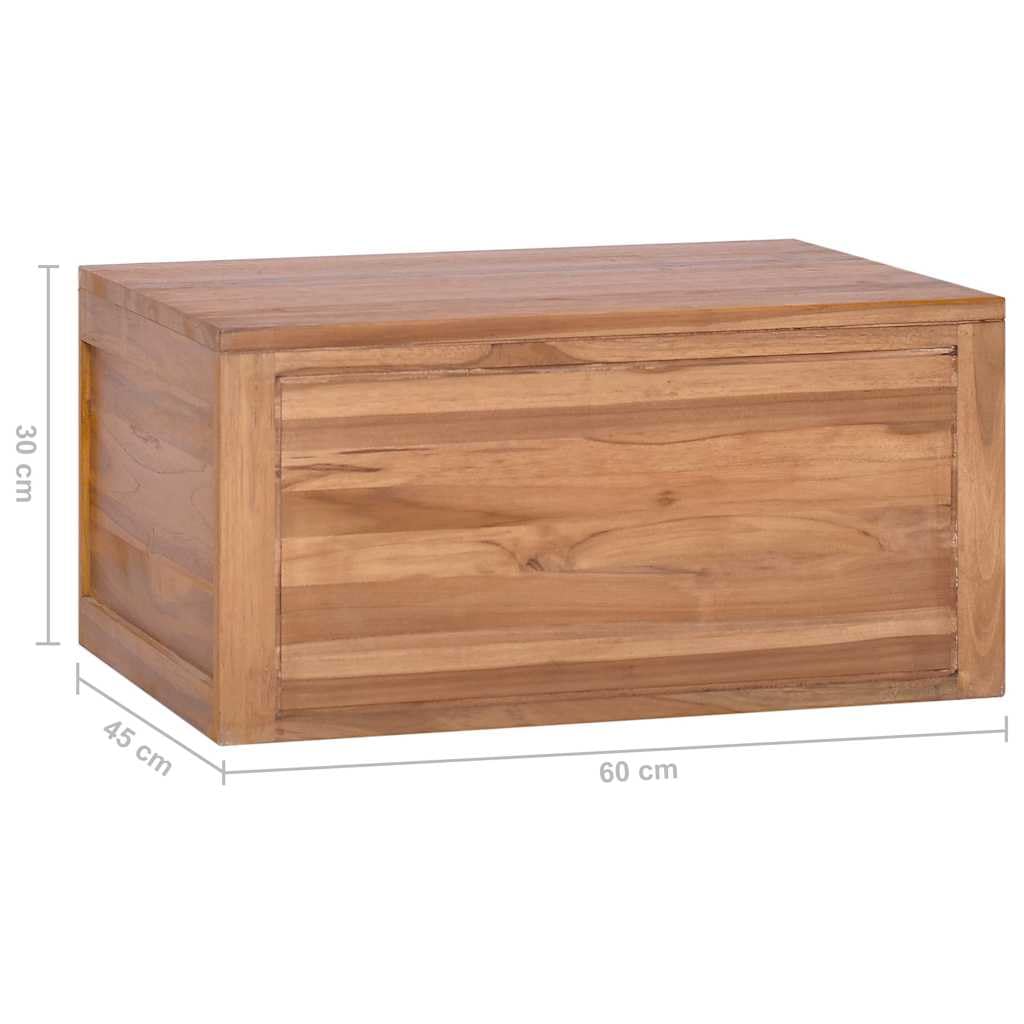 Mobile sottolavabo da parete, 60 x 45 x 30 cm, in legno di teak massiccio, mobile da bagno sospeso, per lavabo da appoggio senza foro, già montato