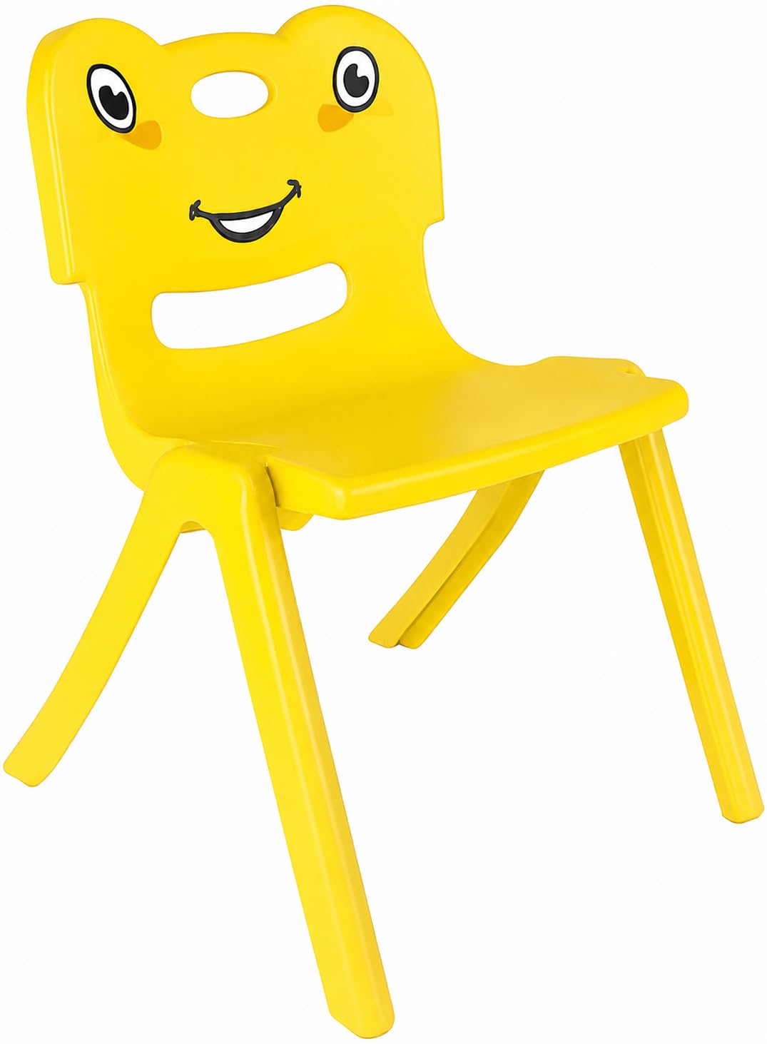 Muddy Hands Kids Plastic Chair with Smiley Face - Child Sized Nursery Chair for Toddlers & Preschool โ Lightweight & Durable โ 33cm x 30cm x 52cm โ Ideal for Playroom, Classroom or Bedroom (Yellow)