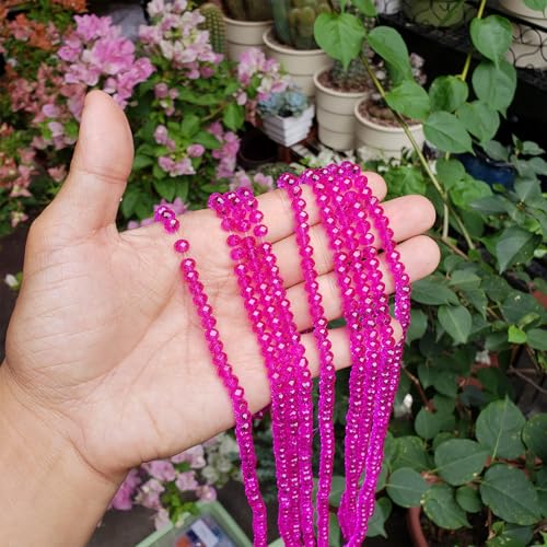 Image of 6mm Rondelle Glass Beads for Jewelry Making, Faceted Briolette Crytal Spacer Beads for Bracelet Necklace Earring, Rose Red 720pcs