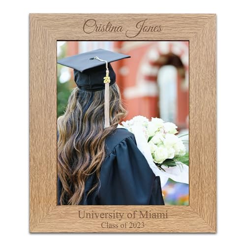 Personalised 8 x 10 Inch Wooden Photo Frame, French Oak Finish, Custom Engraving with Any Text. Picture Frame with Stand, Ideal for Portrait or Landscape Display, Perfect for Family, Graduation Gift