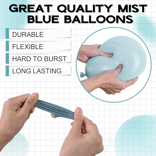 Image of Blue Balloons 5inch Pale Aqua Balloons 60pcs Mini Round Small Retro Light Dusty Fog Mist Blue Latex Balloon for Arch Garland Boho Birthday Party Decoration Wedding Baby Shower Graduation