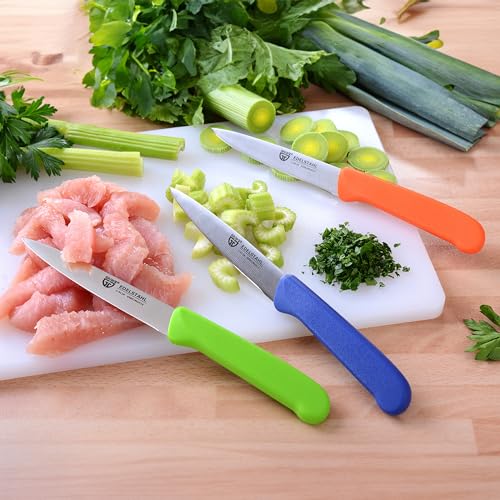Foto von GRÄWE Gemüsemesser, Set, kleines Küchenmesser-Set, Obstmesser, Schälmesser, Edelstahl, schwarz, super scharf geschliffen (Bunt, 3er Set)
