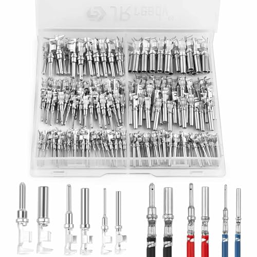 JRready ST6441 Deutsch Contact Kit Deutsch Stamped Pin Open Barrel Contacts Kit Size 12 16 20 Male Pins and Female Sockets Support Wire Guage 22-12AWG for DTP DT DTM Series Connectors 180pcs
