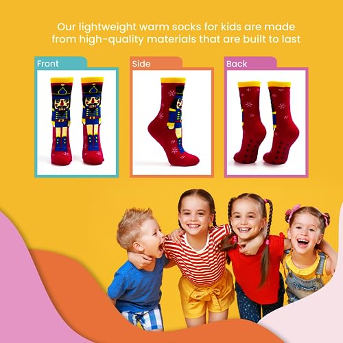 Image of Nutcracker Ballet Gifts, Novelty Crew Socks for Women, Fun Cute Funky, Warm Cozy Comfy Winter Patterned Socks, Heavyweight, Red Nutcracker, Size 5-10