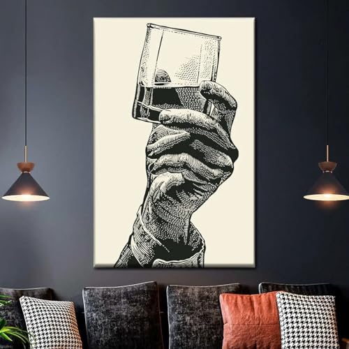 Affiches d'art abstrait verre de whisky pour habiller un mur vide