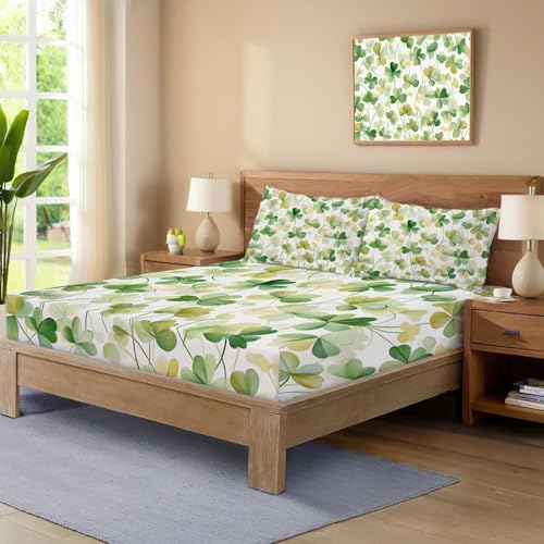 Drap housse 90x190 en microfibre douce motif trèfle de luxe - 4