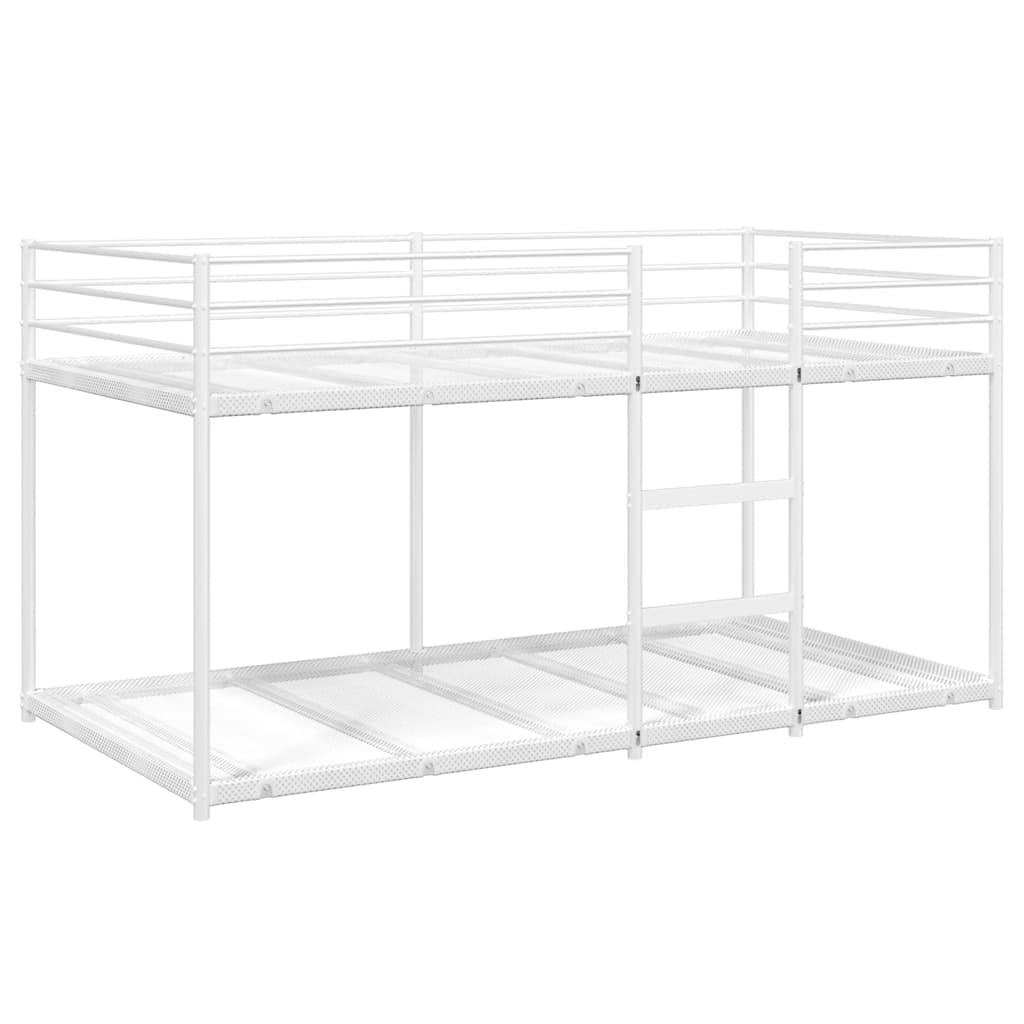 IKAYAA Litera de 75x190 cm, literas de Hierro, Metal, para Niños, Juveniles, con Escalera y Protección Anticaídas, Blanco