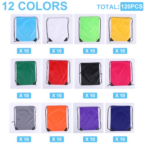 HEWASME 120PCS Drawstring Backpack,Drawstring Bags,Sport Bag Bulk Gym Cinch Bag Sack for Women Men Outdoor Sports,12 Colors (120PCS) by HEWASME - Image 2