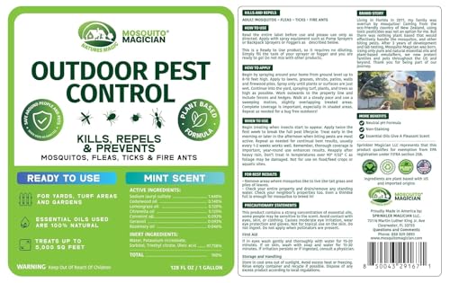 Image of Mosquito Magician Ready-to-Use Mosquito Yard Spray 2 Gal (Mint) - Kills Mosquitoes, Fleas & Fire Ants, Repels and Prevents Ticks - Essential Oil Formula for Sprayers, Foggers & Misting Systems