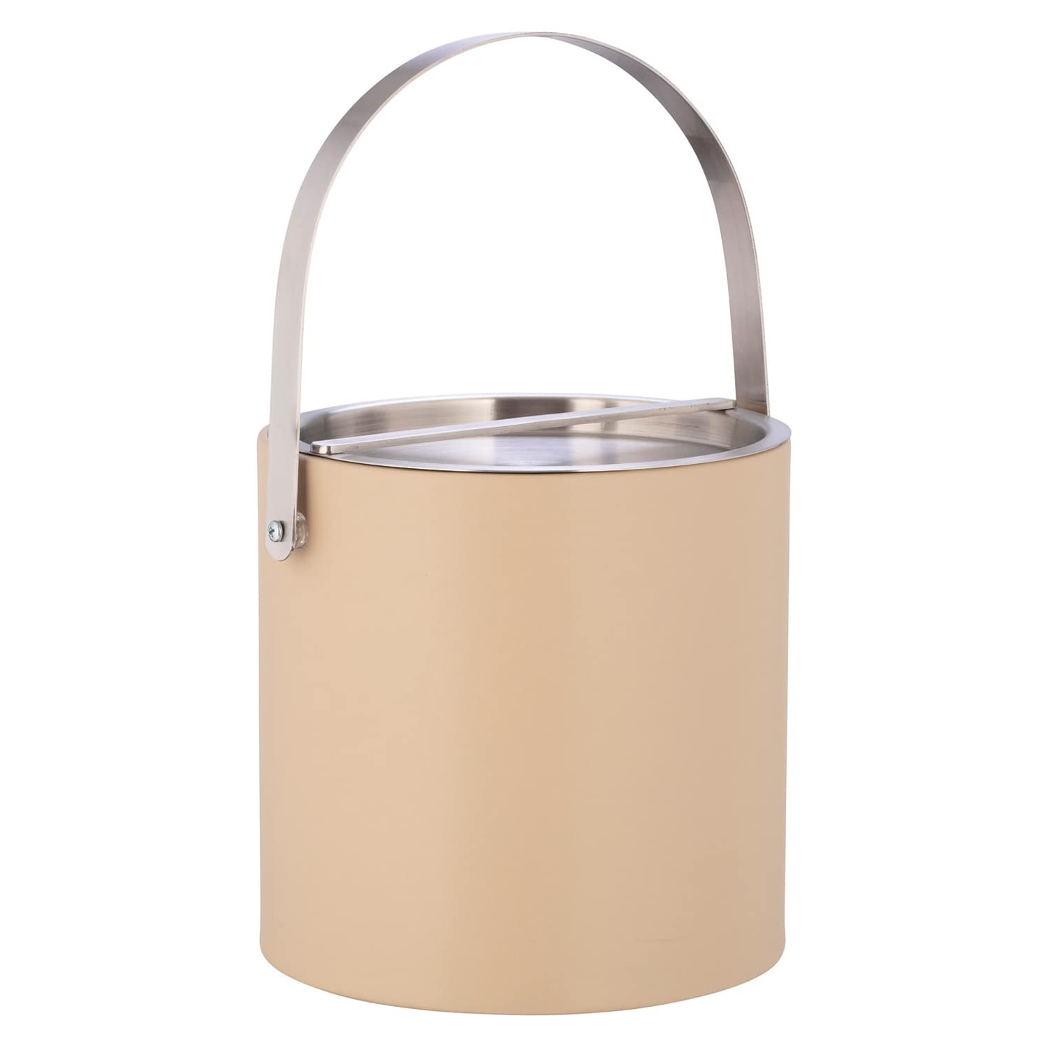 Kraftware 3 Quart Brushed Chrome Arch Handle & Bridge Cover: Beige Sydney Ice Bucket