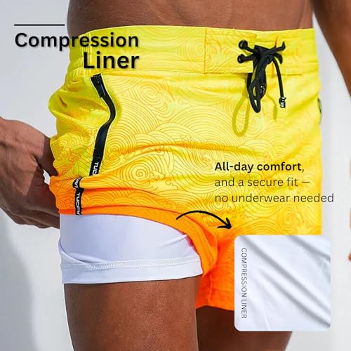 Tucann Men's Trunks 5" Compression Liner Quick Dry Zipper Pocket Chlorine Resistan 4 Way Stretch Faded Shorts for Men4
