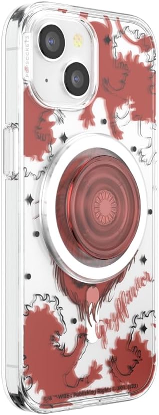 PopSockets iPhone 15 Case with Round Phone Grip Compatible with MagSafe, Phone Case for iPhone 15, Wireless Charging Compatible, Harry Potter - Gryffindor