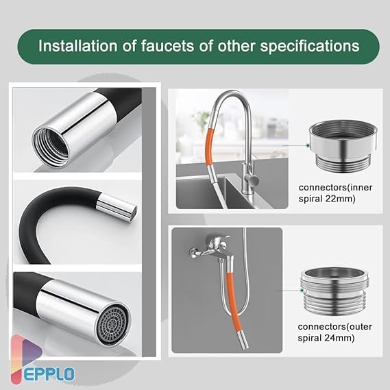 Image of Universal Foaming Extension Tube 360 Free Bending Faucet Lengthening Extender Adjustable Sink Drain Extension Tube Bathroom Faucet Extender (30CM, Orange)