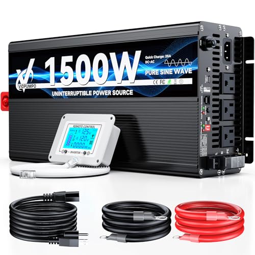 2500 Watt Sump Pump Backup Battery System, Automatic Switching to Battery Inverter Power, Professional Backup System in Case of Power Failure, Pure Sine Wave Output Remote Controller with LCD Screen