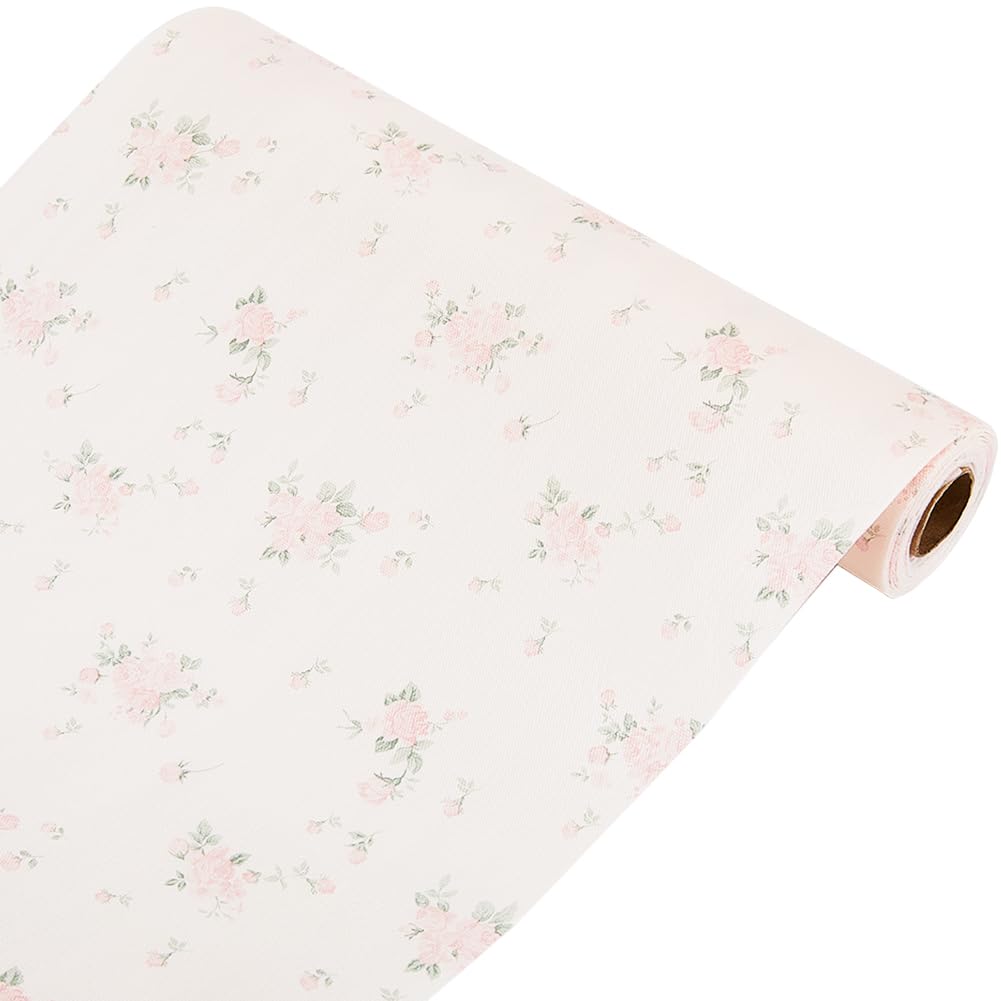 CREATCABIN Plastic Drawer Liners Shelf Cabinet Closet Cupboard Mat Roll Non-Adhesive Waterproof Non-Slip Shelf Liner Refrigerator Kitchen Protector Lining for Pantry Dresser home Pink Rose 29.6x200cm