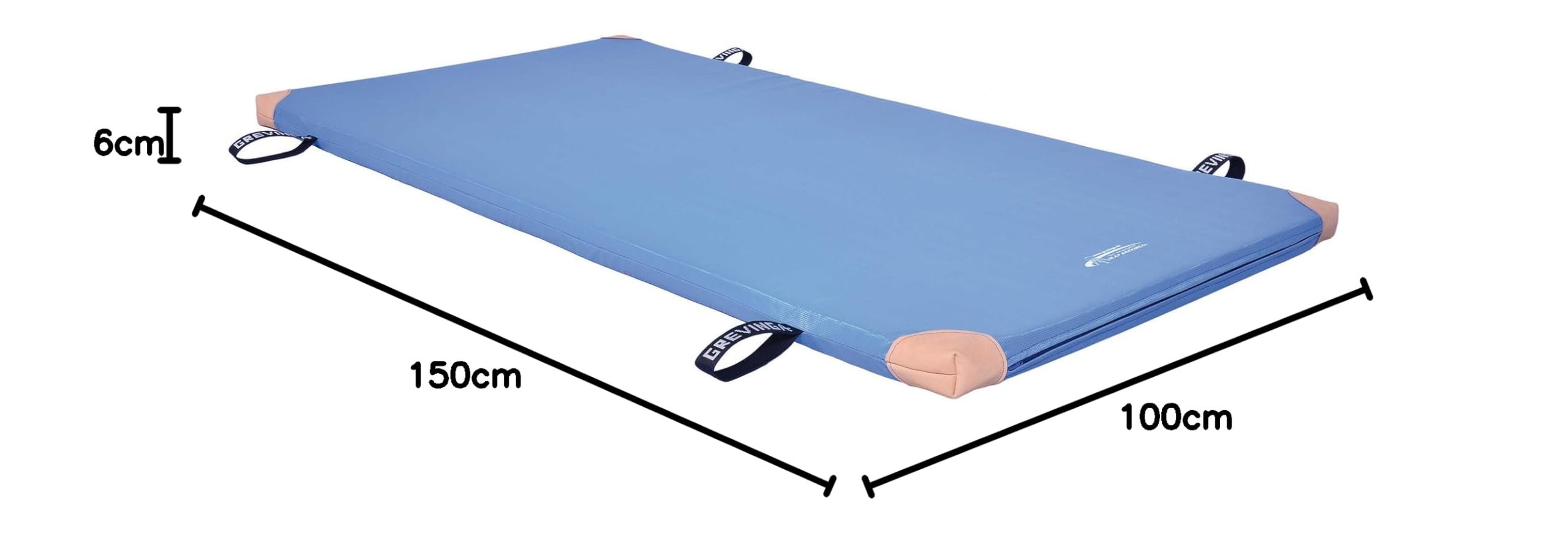 Grevinga® Turnmatte 150 x 100 x 6 cm mit Lederecken und Tragschlaufen