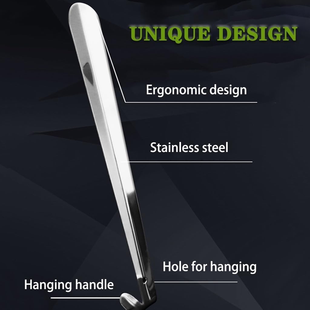 Cuchara para zapatos duradera de acero inoxidable, ayudante para zapatos para embarazadas en el hogar, levantador de zapatos ergonómico, calzador de mango largo de varios tamaños (color: plateado, t