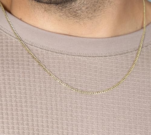 Jewelry America Solid 14K Yellow Gold 2.5mm Concave Cuban Link Curb Chain Necklace2