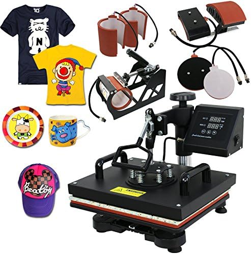 Miniatura 2 de ZENY Máquina de prensa de calor para camiseta de 12 x 15 pulgadas, kit combinado 6 en 1, sublimación de transferencia de calor para tapa de placa y