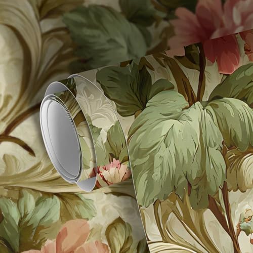 Image of PAPER PLANE DESIGN Vintage Floral Vinyl Self Adhesive Wallpaper Peel & Stick, Waterproof, Stain-Proof | 16 in X 90 in, Decor for Bedroom, Hallway, Living Room (A)