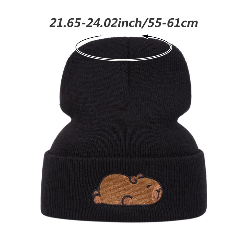 Capybara, haftowana czapka z dzianiny, śliczna i zabawna czapka z dzianiny, ciepła czapka zimowa na imprezy sportowe na świeżym powietrzu