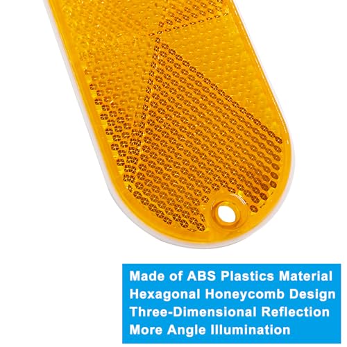 Image of Hitefu 10PCS Front Reflector, Yellow Oval Safety Reflectors for Roads Mailboxes Automobiles Trailer Boats Tunnels Reflector, Self Adhesive Or Drill Quick Mount
