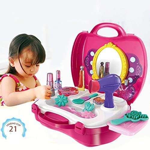 TOYVELLY Dream Fashion Beauty Makeup Pretend Play Toy Set for Girl with Carry Suitcase.- Multi Color 2