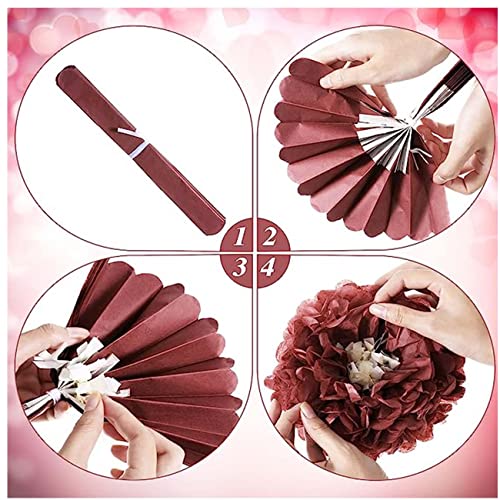 Image of XIKSXITN 12 pc Rose Gold Gradient Tissue Paper Pom poms-Hanging Gold Dot White Paper Pom Poms Paper Flowers Ball for Party Decorative(8&10&12 inch)