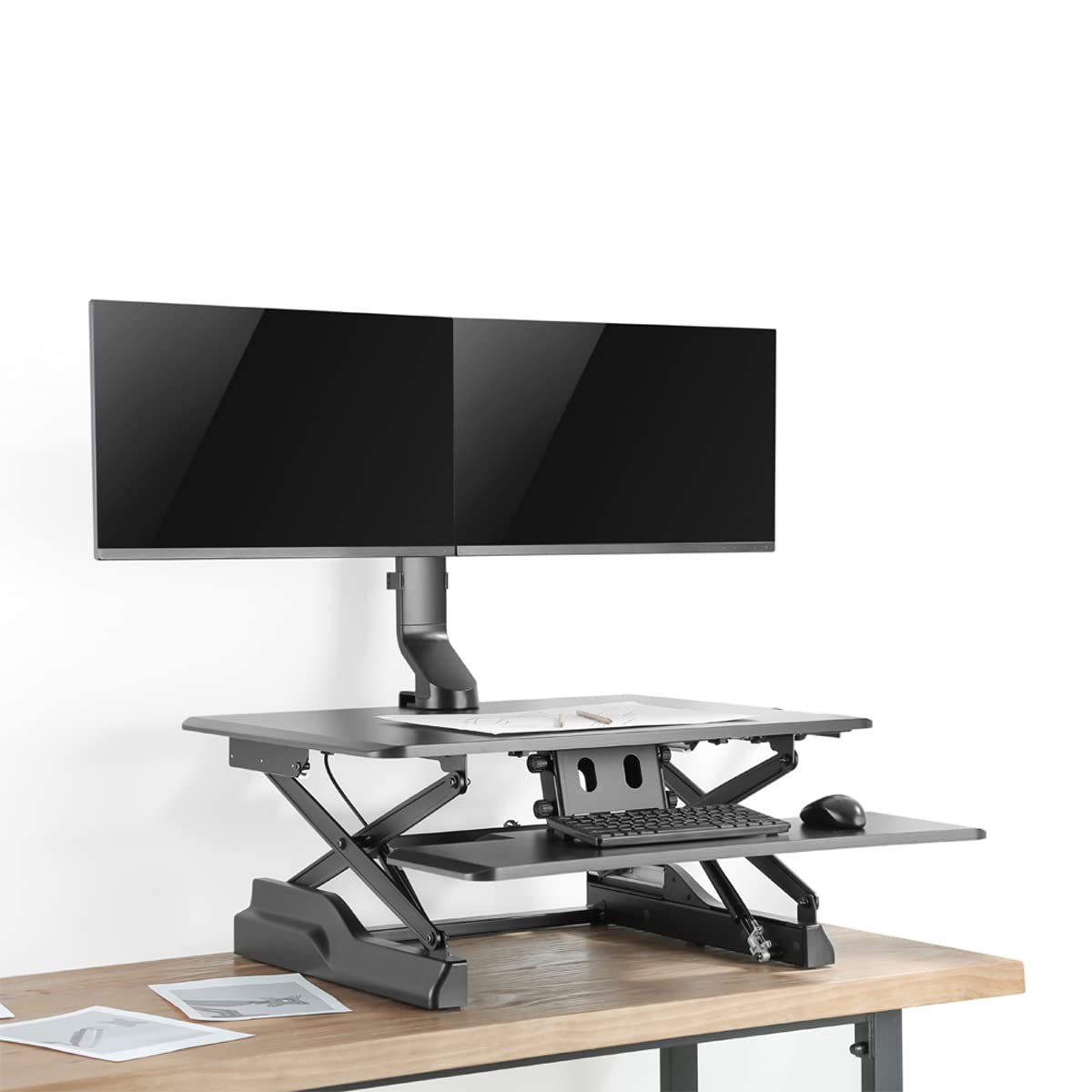 LogiLink BP0160 – podwójny uchwyt na monitor stołowy 2-krotny z aluminium do monitorów płaskich i zakrzywionych (17-27 cali)