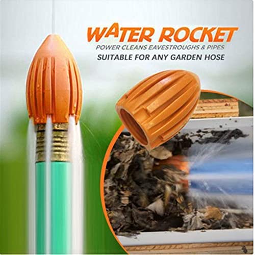 AOZRYNL Water Rocket Sewer Cleaning Tools, Pressure Washer Sewer Pipe Jetter Nozzle, Practical Roof Drainage Pipe Water Rocket Gutter Cleaner, Fits Any Garden Hose - Orange