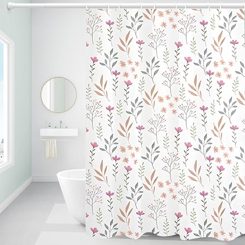 Bestfaith Plastic Shower Curtain Liner Premium EVA 6G Fresh Flower Shower Curtain Shower Curtains for Bathroom with 3 Magnetic Weights and Rustproof Grommets (Fresh Flower 72x72 in)